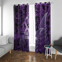 Lupus Awareness Month New Zealand Window Curtain Be Strong Warrior Maori Silver Fern LT14 With Grommets Purple - Polynesian Pride