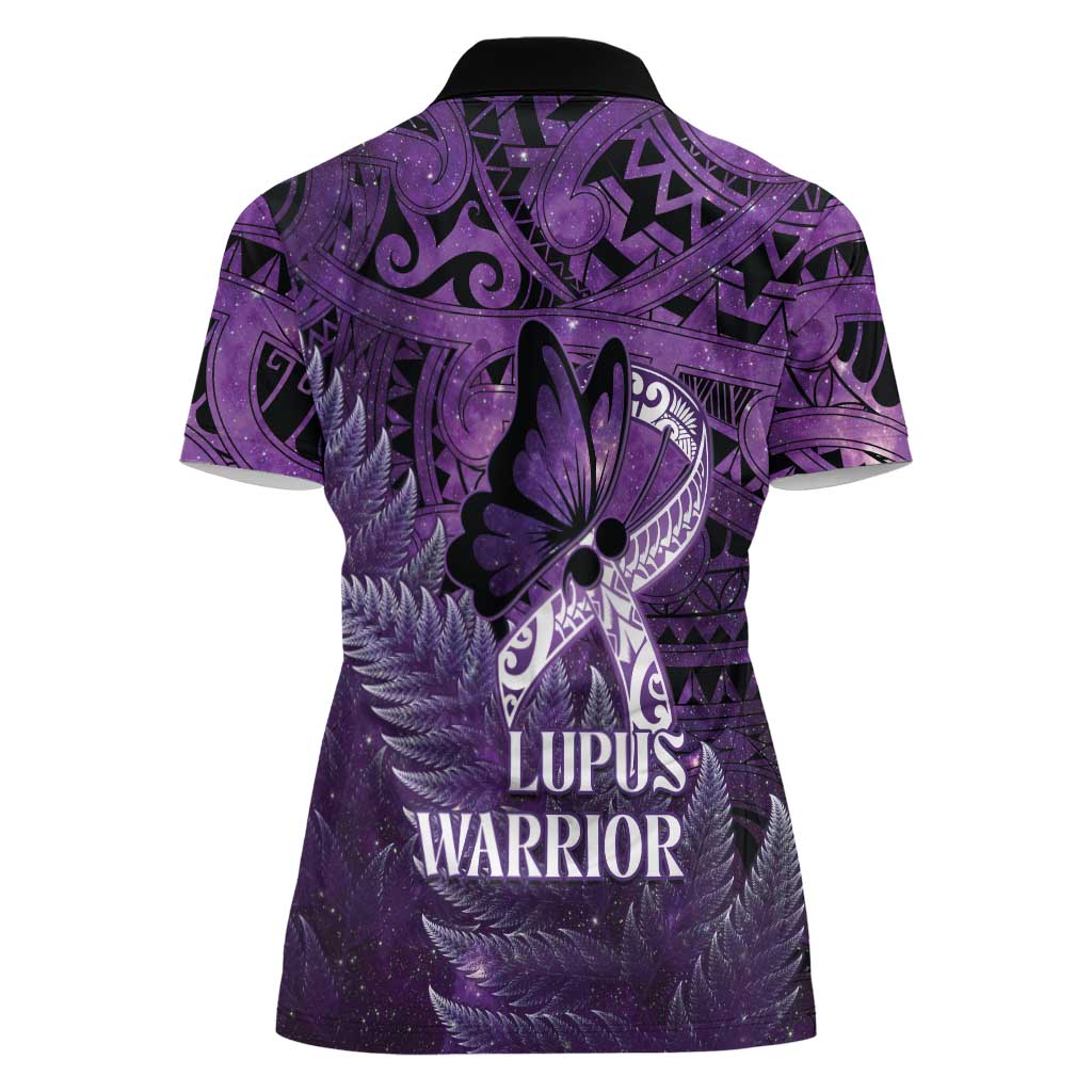 Lupus Awareness Month New Zealand Women Polo Shirt Be Strong Warrior Maori Silver Fern