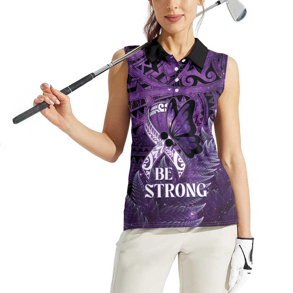 Lupus Awareness Month New Zealand Women Sleeveless Polo Shirt Be Strong Warrior Maori Silver Fern