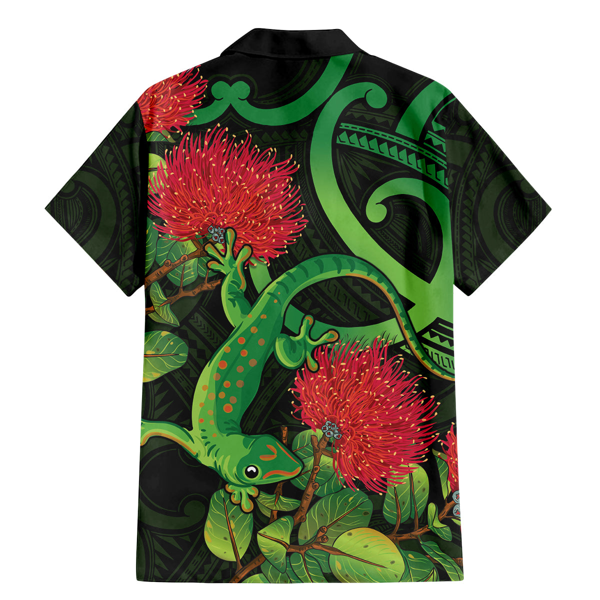 New Zealand Gecko Family Matching Mermaid Dress and Hawaiian Shirt Aotearoa Maori With Pohutukawa Flowers