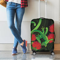 New Zealand Gecko Luggage Cover Aotearoa Maori With Pohutukawa Flowers