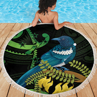 New Zealand Tui Bird Beach Blanket Aotearoa Maori With Kowhai Flowers