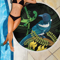 New Zealand Tui Bird Beach Blanket Aotearoa Maori With Kowhai Flowers