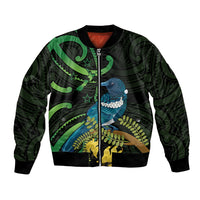 New Zealand Tui Bird Bomber Jacket Aotearoa Maori With Kowhai Flowers