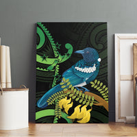 New Zealand Tui Bird Canvas Wall Art Aotearoa Maori With Kowhai Flowers