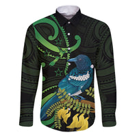 New Zealand Tui Bird Family Matching Puletasi and Hawaiian Shirt Aotearoa Maori With Kowhai Flowers