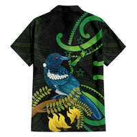 New Zealand Tui Bird Family Matching Tank Maxi Dress and Hawaiian Shirt Aotearoa Maori With Kowhai Flowers