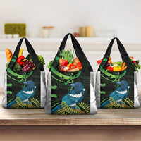New Zealand Tui Bird Grocery Bag Aotearoa Maori With Kowhai Flowers