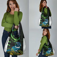 New Zealand Tui Bird Grocery Bag Aotearoa Maori With Kowhai Flowers
