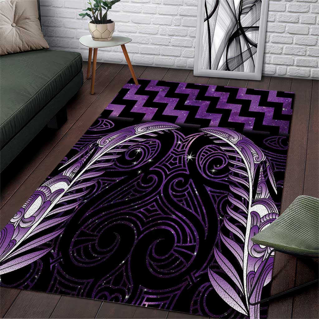 Purple Matariki New Zealand Area Rug Maori Poutama Galaxy Vibes
