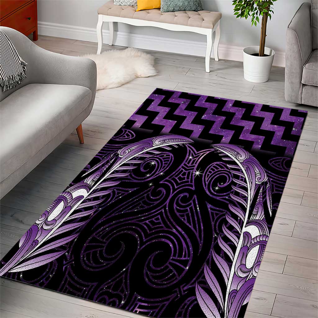 Purple Matariki New Zealand Area Rug Maori Poutama Galaxy Vibes