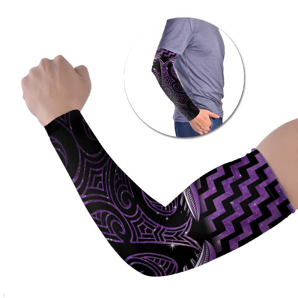 Purple Matariki New Zealand Arm Sleeves Maori Poutama Galaxy Vibes - Polynesian Pride