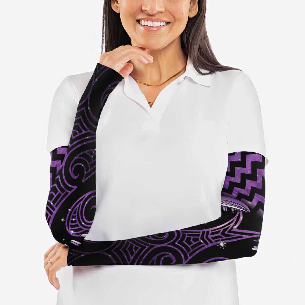 Purple Matariki New Zealand Arm Sleeves Maori Poutama Galaxy Vibes - Polynesian Pride