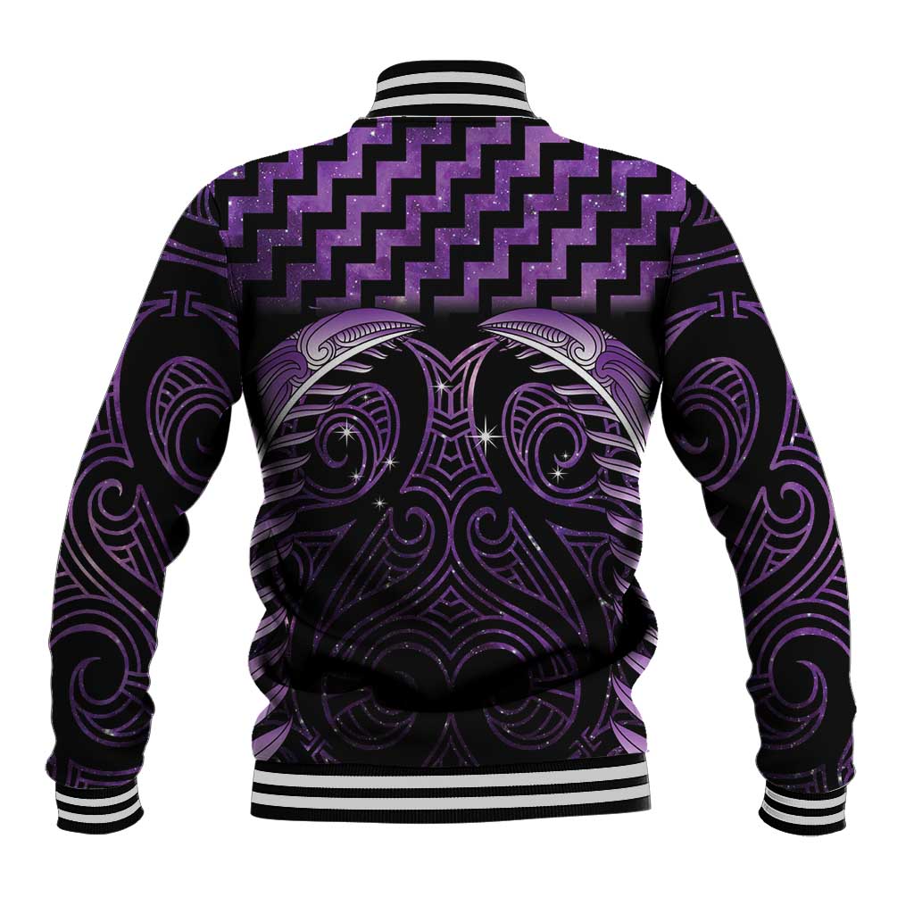 Purple Matariki New Zealand Baseball Jacket Maori Poutama Galaxy Vibes