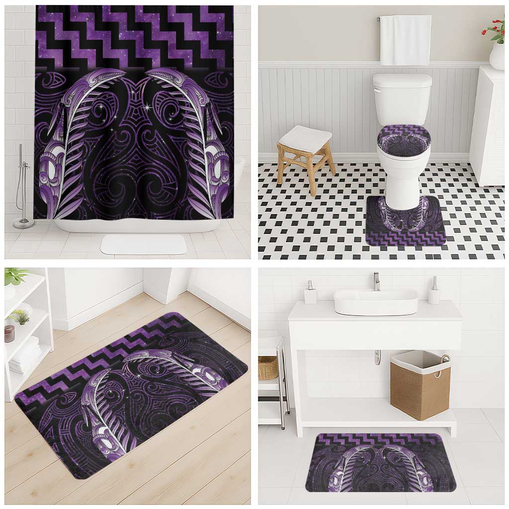 Purple Matariki New Zealand Bathroom Set Maori Poutama Galaxy Vibes - Polynesian Pride