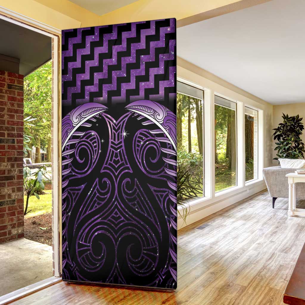 Purple Matariki New Zealand Door Cover Maori Poutama Galaxy Vibes - Polynesian Pride