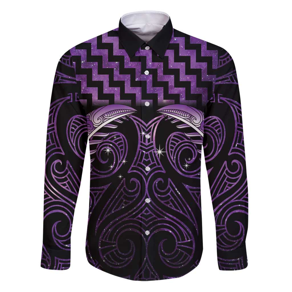 Purple Matariki New Zealand Family Matching Puletasi and Hawaiian Shirt Maori Poutama Galaxy Vibes
