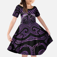 Purple Matariki New Zealand Family Matching Summer Maxi Dress and Hawaiian Shirt Maori Poutama Galaxy Vibes