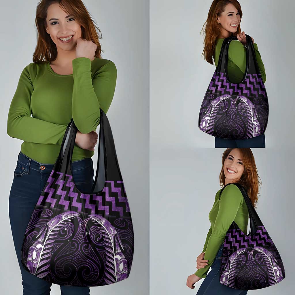 Purple Matariki New Zealand Grocery Bag Maori Poutama Galaxy Vibes