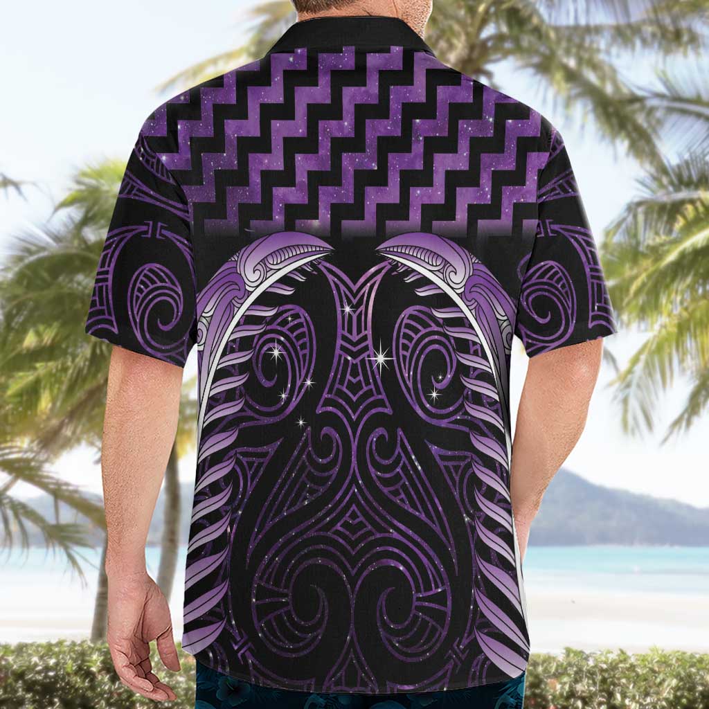 Purple Matariki New Zealand Hawaiian Shirt Maori Poutama Galaxy Vibes