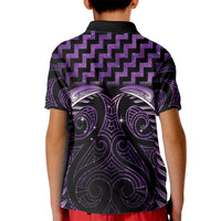 Purple Matariki New Zealand Kid Polo Shirt Maori Poutama Galaxy Vibes