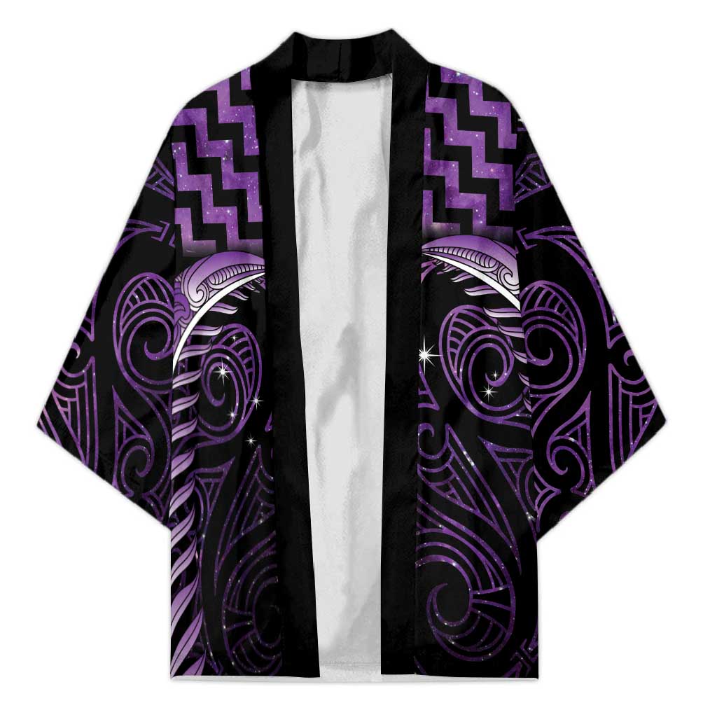 Purple Matariki New Zealand Kimono Maori Poutama Galaxy Vibes - Polynesian Pride