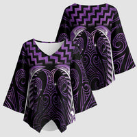 Purple Matariki New Zealand Kimono Sleeve Blouse Maori Poutama Galaxy Vibes - Polynesian Pride