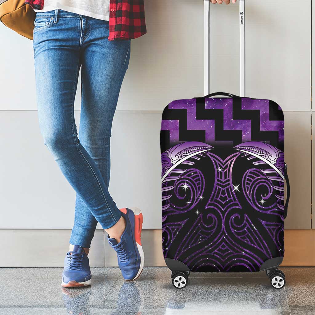 Purple Matariki New Zealand Luggage Cover Maori Poutama Galaxy Vibes