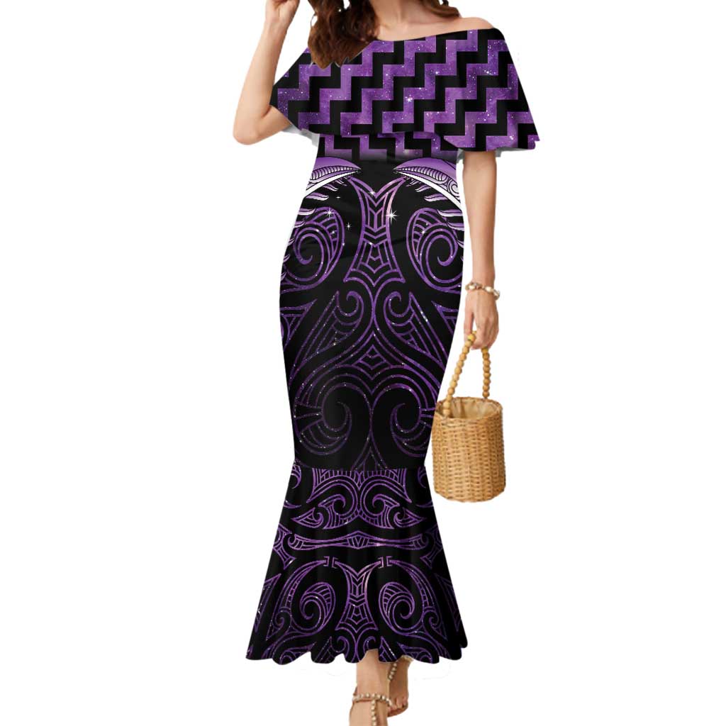 Purple Matariki New Zealand Mermaid Dress Maori Poutama Galaxy Vibes