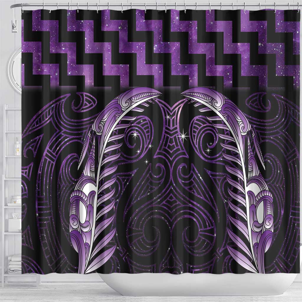 Purple Matariki New Zealand Shower Curtain Maori Poutama Galaxy Vibes