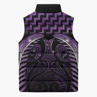 Purple Matariki New Zealand Sleeveless Puffer Jacket Maori Poutama Galaxy Vibes - Polynesian Pride