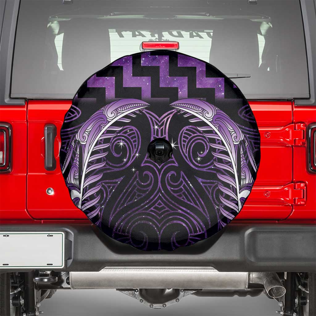 Purple Matariki New Zealand Spare Tire Cover Maori Poutama Galaxy Vibes