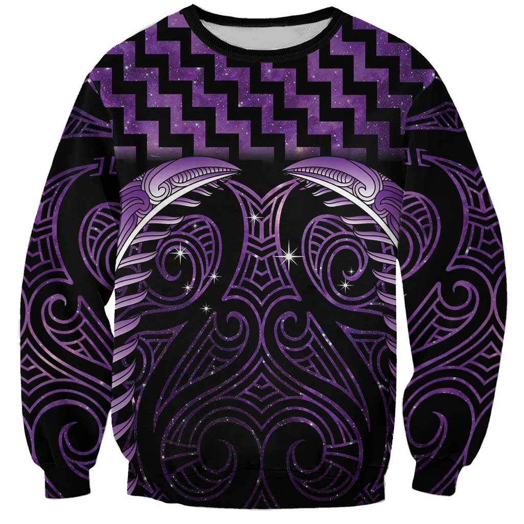 Purple Matariki New Zealand Sweatshirt Maori Poutama Galaxy Vibes