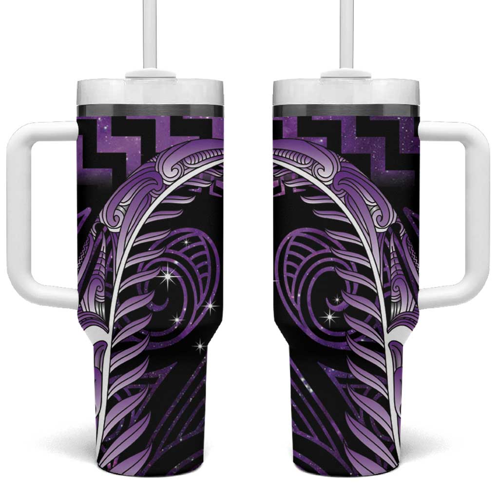 Purple Matariki New Zealand Tumbler With Handle Maori Poutama Galaxy Vibes