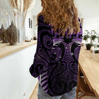 Purple Matariki New Zealand Women Casual Shirt Maori Poutama Galaxy Vibes