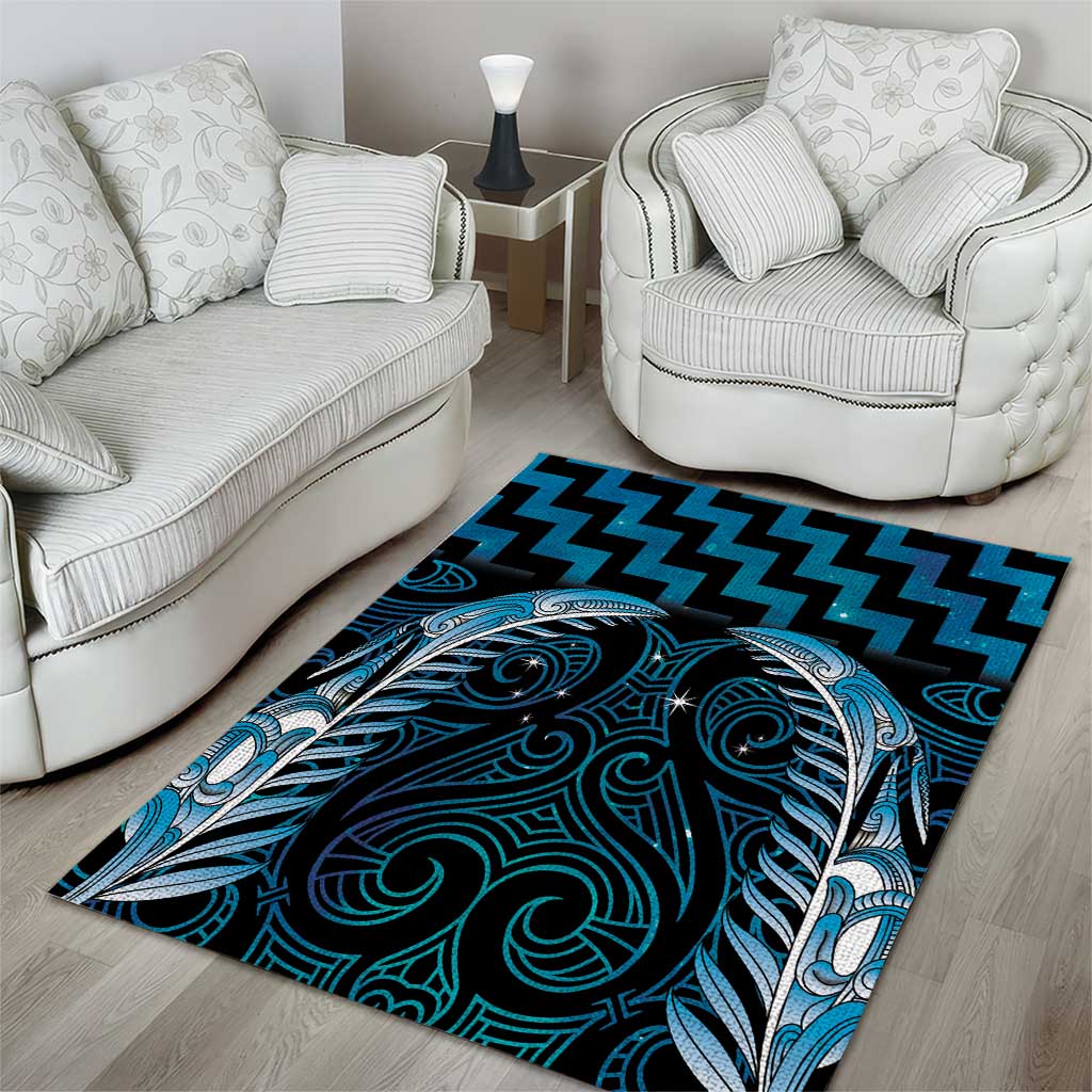 Blue Matariki New Zealand Area Rug Maori Poutama Galaxy Vibes