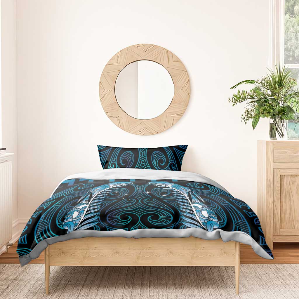 Blue Matariki New Zealand Bedding Set Maori Poutama Galaxy Vibes