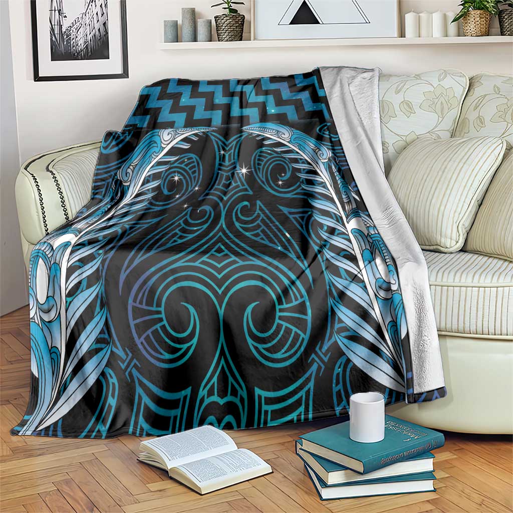 Blue Matariki New Zealand Blanket Maori Poutama Galaxy Vibes