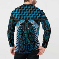 Blue Matariki New Zealand Button Sweatshirt Maori Poutama Galaxy Vibes
