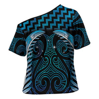 Blue Matariki New Zealand Cross Shoulder Shirt Maori Poutama Galaxy Vibes - Polynesian Pride