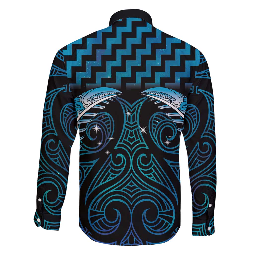 Blue Matariki New Zealand Family Matching Long Sleeve Bodycon Dress and Hawaiian Shirt Maori Poutama Galaxy Vibes