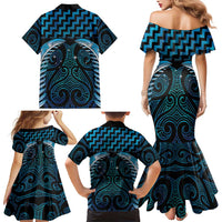 Blue Matariki New Zealand Family Matching Mermaid Dress and Hawaiian Shirt Maori Poutama Galaxy Vibes
