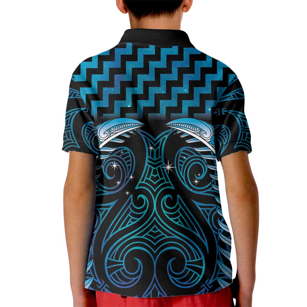 Blue Matariki New Zealand Kid Polo Shirt Maori Poutama Galaxy Vibes