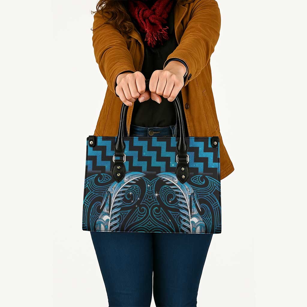 Blue Matariki New Zealand Leather Bag Maori Poutama Galaxy Vibes - Polynesian Pride