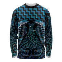 Blue Matariki New Zealand Long Sleeve Shirt Maori Poutama Galaxy Vibes
