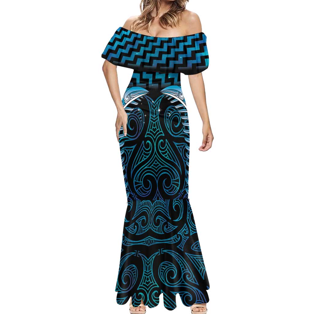 Blue Matariki New Zealand Mermaid Dress Maori Poutama Galaxy Vibes