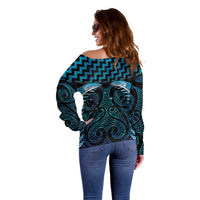 Blue Matariki New Zealand Off Shoulder Sweater Maori Poutama Galaxy Vibes