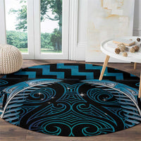 Blue Matariki New Zealand Round Carpet Maori Poutama Galaxy Vibes