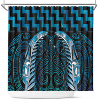 Blue Matariki New Zealand Shower Curtain Maori Poutama Galaxy Vibes