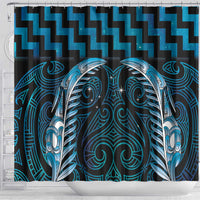Blue Matariki New Zealand Shower Curtain Maori Poutama Galaxy Vibes